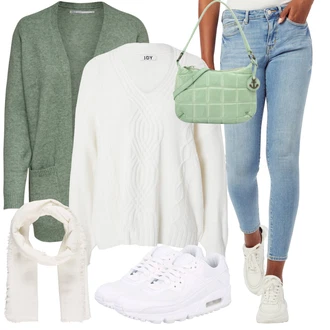 Air Max 90 Outfit s Bílá/Krémová Gymnastická bota/Bota na fitness/Běžecká bota/Tenisová bota/Bota na zumbu Nike Sportswear "Perfektní na zimu"