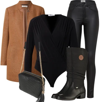 Outfit s Černá Zimní Kozačka/Dlouhá Kozačka/Bota se širokým nohavici/Klasická Kozačka/Plochá Kozačka nad koleno/Nepromokavá Kozačka/Jezdecká Bota Rieker "Perfektní na zimu"