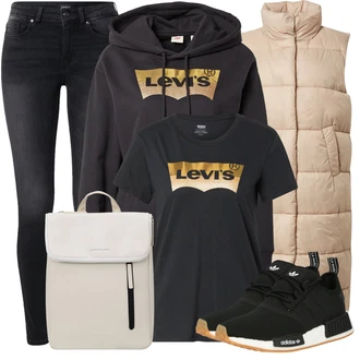 Outfit s Černá Top/Top & košilka/Neformální tričko levi's "Perfektní na zimu"