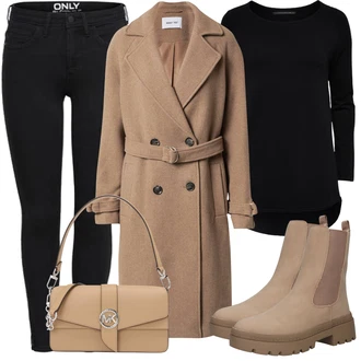 Italský Outfit s Hnědá/Béžová Chelsea Boty/Kožená bunda/Plochá Kotníková Bota About You "Perfektní na zimu"Look: Italský, Venkovní, Chytrý příležitostný, Unisex