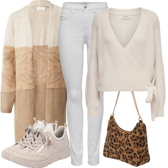 Outfity pro sport Plnější Postavou s Šedá/Béžová/Bílá/Krémová/Hnědá Pletenina veľkej veľkosti Only "Perfektní na zimu"