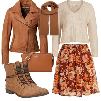 Outfity na zimu Květovaný s Červená/Oranžová/Žlutá/Hnědá Vila "Perfektní na zimu"