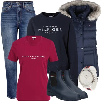 Outfity na zimu Mom s Tmavě modrá/Modrá/Světle modrá Džíny High Waist Džínové Kalhoty/Zužující se Džíny/Zimní bunda/Navlékací Džíny/Boyfriend Džínové kalhoty/Dámské Džíny s Délkou 7/8/Girlfriend Džíny/Zkrácené Džíny/Mom Jean/Kotníková Bota Only "Perfektní na zimu"Look: Styl, 90tá léta, Cool, Old Money, Mom, Krásný