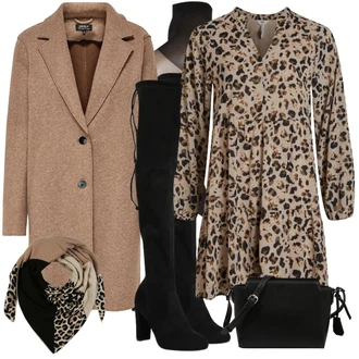 Sexy Outfit s Černá Kozačka nad Kolena/Kožená Kozačka nad Koleno/Dlouhá Kozačka/Plochá kozačka nad koleno/Kozačka po Kolena About You "Perfektní na zimu"Look: Ležérní, Elegantní, Cool, Slavnostní, Old Money, Příliš oblečený, Sexy
