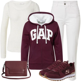 Outfit s Fialová/Vínová/Tmavě červená/Růžová Originální Mikina/Svetr S Kapucí/Sportovní Mikina/Vintage Mikina/Absolventská Mikina/Mikina/Sportovní Mikina/Mikina na zip oversized GAP "Perfektní na zimu"