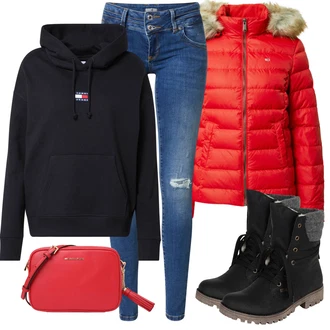Outfity na zimu Dlouhé / Maxi s Červená Dlouhý Zimní Kabát/Taška Přes Rameno/Dlouhé Kardigany/Doplňek/Dlouhé Šaty/Dlouhá tylová sukně MICHAEL Michael Kors "Perfektní na zimu"