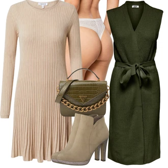 Outfity na zimu Ke kolenům Viskóza s Khaki/Hnědá/Béžová Edited "Perfektní na zimu"