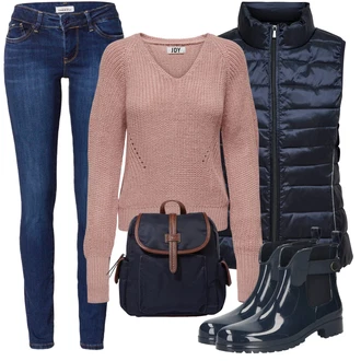 Outfit s Tmavě modrá/Světle modrá/Modrá Sbalitelné Bund/Letní peřová bunda/Hybridní bunda/Puchová Bund/Bunda z umělých vláken/Nafukovací Bund/Bunda s Bočním Zipem/Bunda na přetažení přes hlavu Only "Perfektní na zimu"