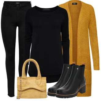 Outfit s Černá/Hnědá Kozačka Chelsea Boty/Kožená bunda/Kotníková Bota s Podšívkou/Kožená kotníková bota Panama Jack "Perfektní na zimu"