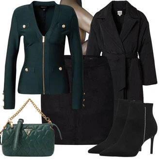 Outfit sa Crna Kožna Suknja/Unisex Suknja/Kožna Mini Suknja/Zimska Suknja/Kordasta Suknja/Uredska Suknja/Mini Suknja VERO MODA "Poslovni look za žene"