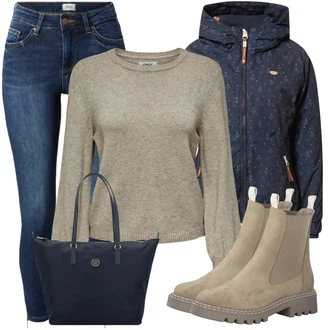 Outfit sa Zeleno Čizmica Chelsea Gležnjača Tamaris "Praktičan look"