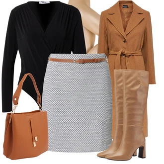 Outfit sa Bež/Zlatni najlonke/Čarapa Protiv Tromboze/Hulahopke Velike Veličine/Kompresijska čarapa/najlonska čarapa Swedish Stockings "Savršen za posao"