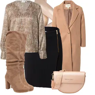 Outfit sa Pink/Bež/Plava Hulahopke Wolford "Savršen za ured"