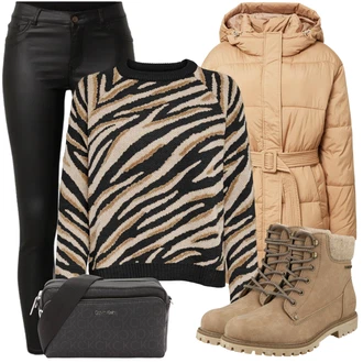 Outfit sa Kaki/Bež/Smeđa Zimska gležnjača/Zimska Čizma/Cipela za Trekking/Kožne muške cipele/Klasična čizmica/Čizma na Vezanje/Podstavljena Gležnjača/Podstavljena čizma/Borbena Čizma/Vodootporne čizme Tom Tailor "Savršen za zimu"