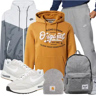 Smart Casual Outfit mit Grau Hut Mütze/Winter Mütze Carhartt Wip "Sportliches Outfit"Look: Hard Rock, Retro, 80er, Skater, Classic, Casual, Workwear, Rap, Elegant, Smart Casual