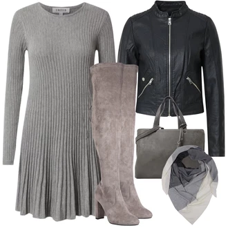 Outfity na zimu Ke kolenům Viskóza s Šedá/Světle šedá/Tmavě šedá Edited "Stylový zimní outfity"