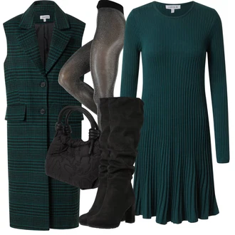 Outfity na zimu Ke kolenům Viskóza s Tmavě zelená/Tyrkysový/Zelená Edited "Stylový zimní outfity"
