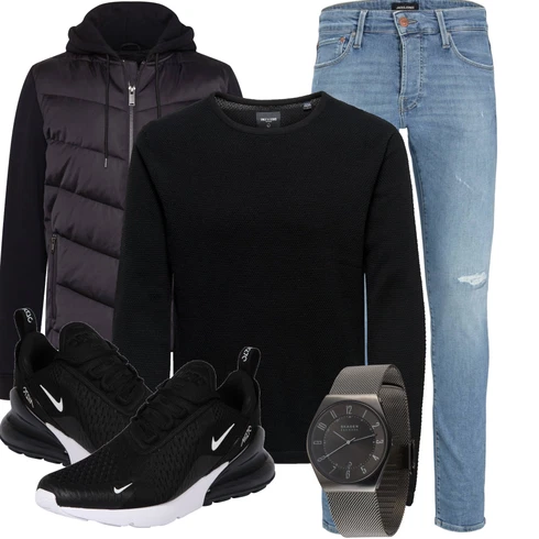 Blau/Hellblau Damen 7/8-Länge Jeans/Knöchelstiefel/Girlfriend Jeans/Jeans mit Schlitz/Jeans mit Loch/Low Rise Jean/Lederjacken/Lederjacke/Slim Fit Jeans/Tapered-Jeans Jack & Jones kombinieren