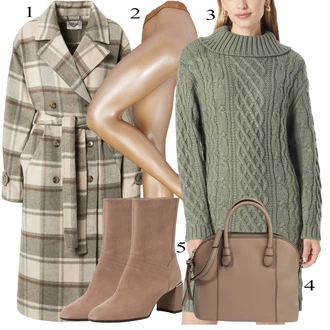 Krátká/mini Outfit s Hnědá Taška Přes Rameno/Dlouhé Kardigany/Dlouhý Zimní Kabát/Dlouhá tylová Sukně/Doplňek/Dlouhé Šaty Furla "Zimní outfity"