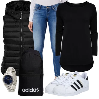 Superstar Outfit s Teniska Adidas Originals "Trendový zimní vzhled"