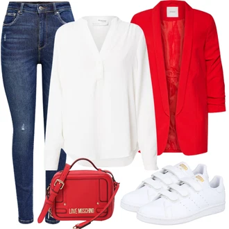 Outfity na zimu s Červená/Tmavě červená Oversize Sako/Boyfriend Sako/Dlouhý Sako/Teplákový blejzr/Kožená bunda pro muže Pieces "Trendový zimní vzhled"