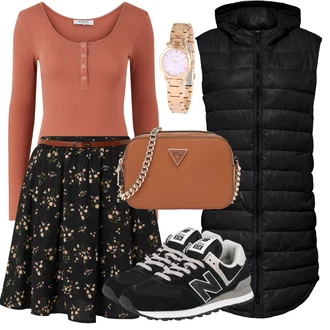 Outfit s Černá Teniska/Zimní bota/Nízká bota na podpatku New Balance "Trendový zimní vzhled"