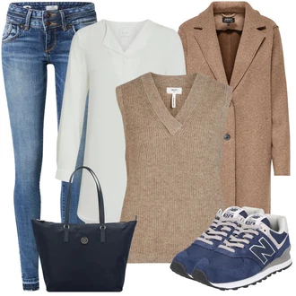 Outfit sa Plava Niska Tenisica New Balance "Udoban zimski outfit"