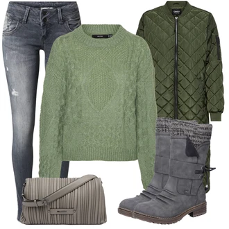 Zima Outfit sa Siva/SvjetloSiva/TamnoSiva/Tamnoplava Traperice Kožna Jakna/Push-up Traperice/Traperica Niskog Struka/Zimska jakna/Bikerske Traperice/Traperice s Prorezom/Traperica Niskog Struka/Traperice s Rupom/Kožne jakne LTB "Udoban zimski outfit"