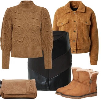 Outfit sa Smeđa Zimska Čizma Čizma za Snijeg Tom Tailor "Udoban zimski outfit"
