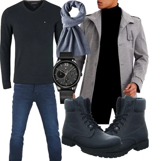 Winter Outfits Moderne mit Grau/Hellgrau Leif Nelson "Winter Outfit"Look: Elegant, Smart Casual, Büro, Business, Coole, Moderne