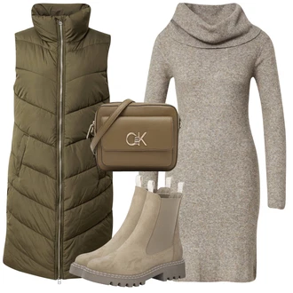 Outfit s Zelená Zimní Bota/Chelsea Boty/Nízká Bota na podpatku Tamaris "Zimní Outfit"