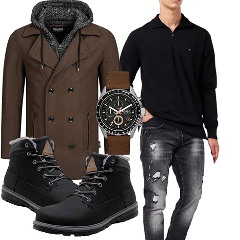 Blau Wintermantel/Winter Parka Indicode Jeans kombinieren