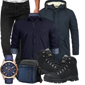 Winter Outfits Petite mit Schwarz HISDERN, Schwarz/Blau Unkategorisiert SPAHER "Winter Outfit"