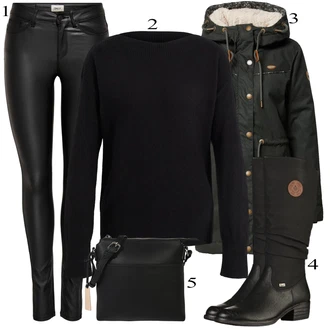 Kombinacije za zimu Kratka Trake za Špagete sa Tamnozelena/Crna/Kaki Parka velike veličine Ragwear "Zimski look"