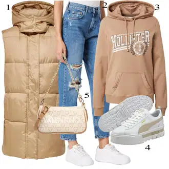 Kombinacije za zimu Vjenčanje Nevesta sa Siva/Bež/Bijela Niska Tenisica/Tenisica s platformom Puma "Tvoj otmjeni outfit"Look: Rođendan, Vjenčanje, Koncer, Škola, Sprovod
