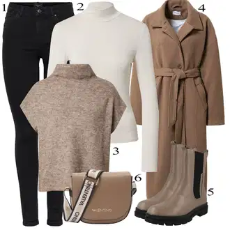 Outfit s ?erná D?íny/Móda Pro Plno?tíhlou/Midi Kabát/Vest Dlouhý svetr VERO MODA "Zimní outfity"