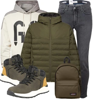 Outfit mit Grau Sneaker Low Tom Tailor "Winterlicher Look"