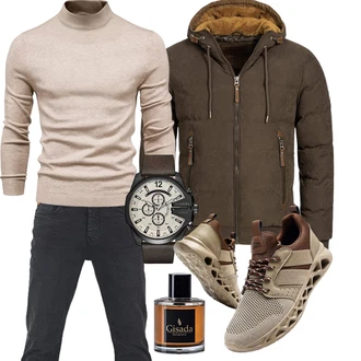 Winter Outfits Feine mit Braun/Khaki/Beige Generic "Winterliches Freizeit Outfit"Look: Outdoor, Trachten, Moderne, Feine, Coole, Elegant, Nahtlos, Smart Casual, Schön
