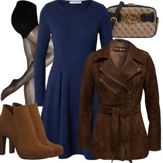 Puntíkatý Outfit s Tmavě šedá/Khaki/Béžová/Růžová/Šedá/Zlatý Punčocháče/Třpytivý punčocháč/Punčocháče Velká Velikost MAGIC Bodyfashion "Zimní look"