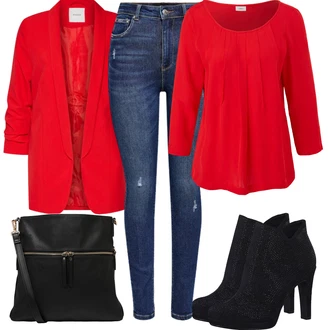 Outfity na zimu s Červená/Tmavě červená Oversize Sako/Boyfriend Sako/Dlouhý Sako/Teplákový blejzr/Kožená bunda pro muže Pieces "Zimní look"