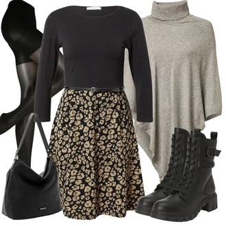 Outfit s Černá Vlněný punčocháč/Síťovaný punčocháč/Punčocháče Velká Velikost/Síťovaná punčocha/Podpůrný punčocháč/Punčocháče MAGIC Bodyfashion "Zimní look"