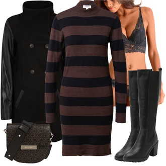 Outfity na zimu Krátká s Černá/Modrá/Béžová Krajkový set spodního prádla/Sada kalhotek podprsenky/Sada spodního prádla/Sada Kalhotek s Drátěnou Podprsenkou Lascana "Zimní look"