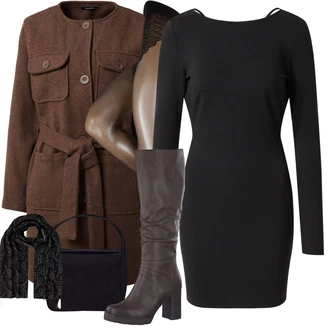Outfit s Černá Kozačka Chelsea Boty/Nízká bota na podpatku/Zimní bota MARCO TOZZI "Zimní look"
