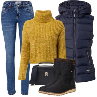 Outfit s Černá Bunda/Móda Pro Plnoštíhlou Icepeak "Zimní look"