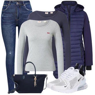 Air Max 270 Outfit s Černá/Bílá Běžecká bota/Běžecká bota/Bota na zumbu/Tenisová bota/Gymnastická bota/Tréninková bota/Volejbalová bota/Bota na fitness/Basketbalová bota Nike Sportswear "Zimní look"