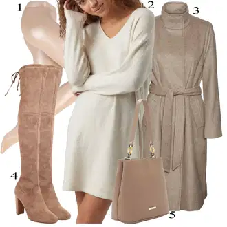 Outfit sa Pink/Bež/Plava Hulahopke Wolford "Zimski outfit"