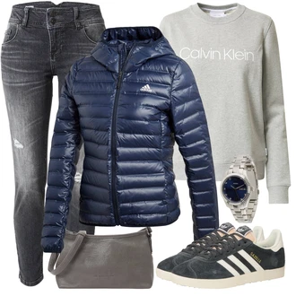 Outfity na zimu s Šedá Taška Přes Rameno Tom Tailor Denim "Zimní outfit pro volný čas"