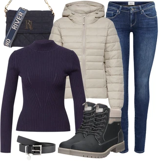 Outfit s Taška Přes Rameno river island "Zimní outfit pro volný čas"