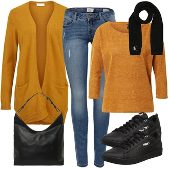 Outfit s Černá/Fialová Teniska Skate Bota/Kožené Tenisky/Úzká Teniska/Nízká Teniska Puma "Zimní outfit pro volný čas"