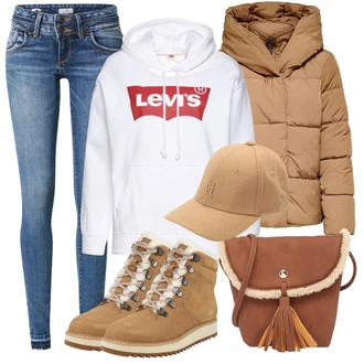 Outfit s Hnědá Klobouk Kšiltovka Tommy Hilfiger "Zimní outfity"